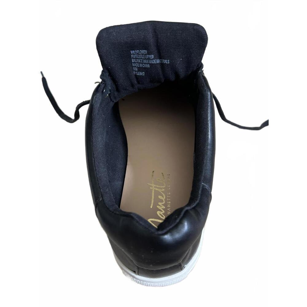 Nanette Lepore Wildflower Embroidered Sneakers Black Faux Leather Size 10M - Picture 7 of 8